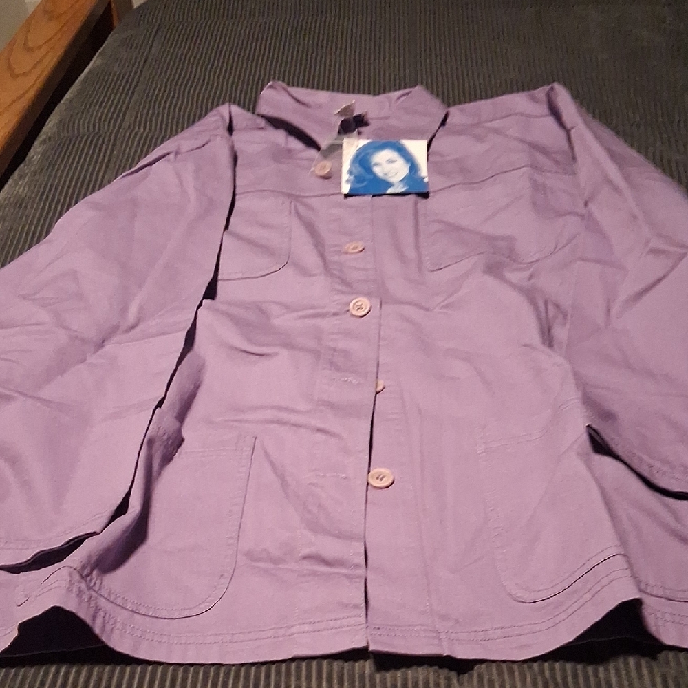 Denim & Co Red Button-Front Shirt Jacket